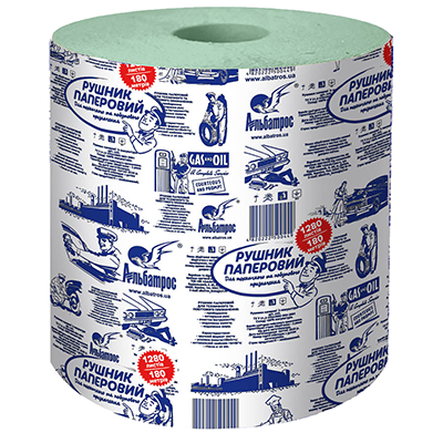 Рушник паперовий Альбатрос Макулатурний Одношаровий, для протирання поверхонь, 2 рулони